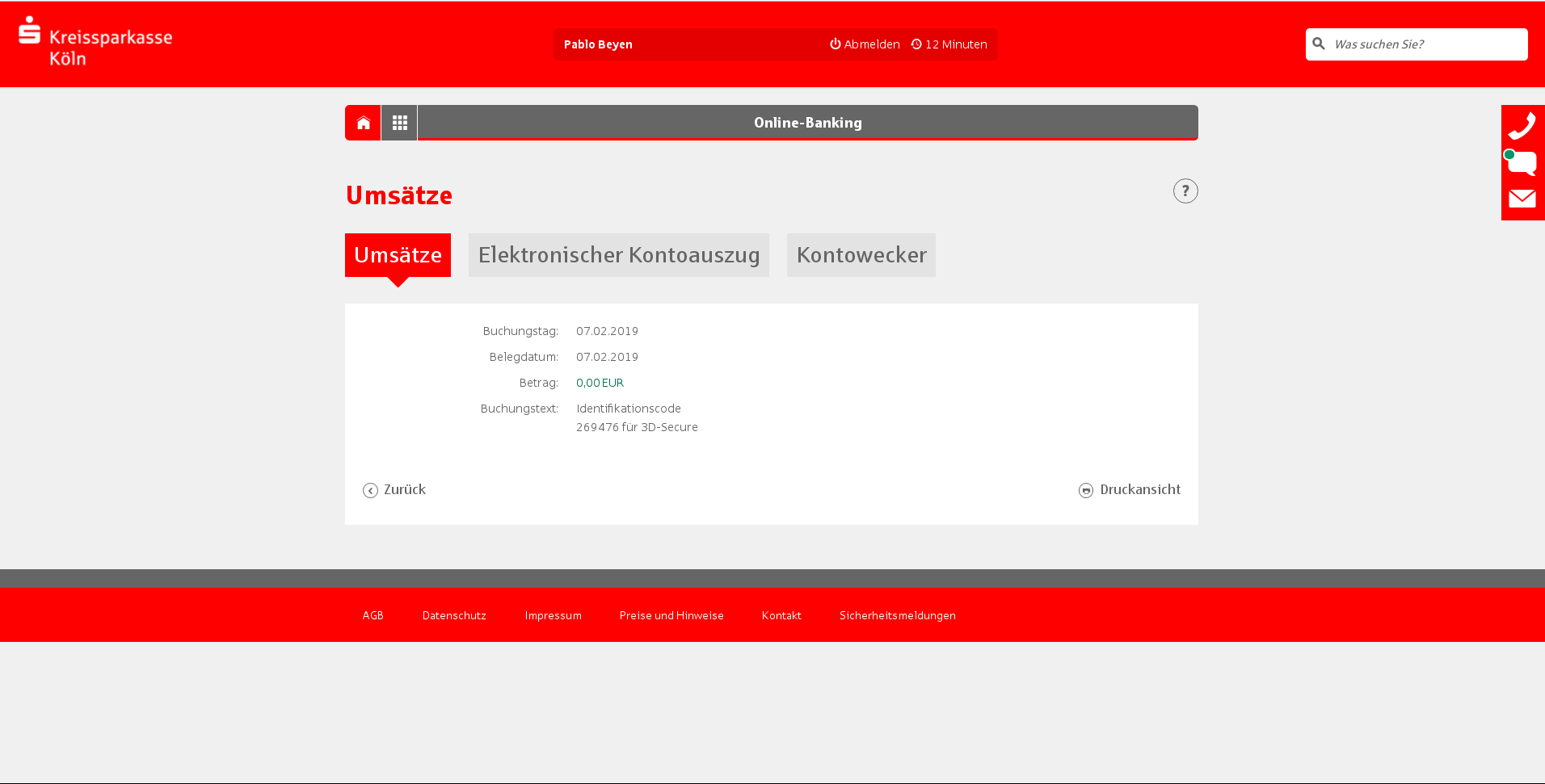 Zwischendurch dann doch noch ins Online-Banking, um den Identifikationscode aus dem Verwendungszweck einer Nullsummenüberweisung auszulesen. Was aber tut man an dieser Stelle, wenn man kein Online-Banking nutzt? Darauf warten, bis die Kreditkartenabrechnung im Briefkasten liegt?